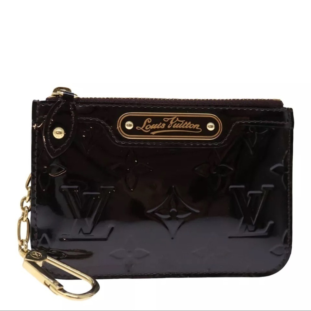 LOUIS VUITTON Vernis Pochette Cles NM Coin Purse Amarante M93557 LV Auth yk11701